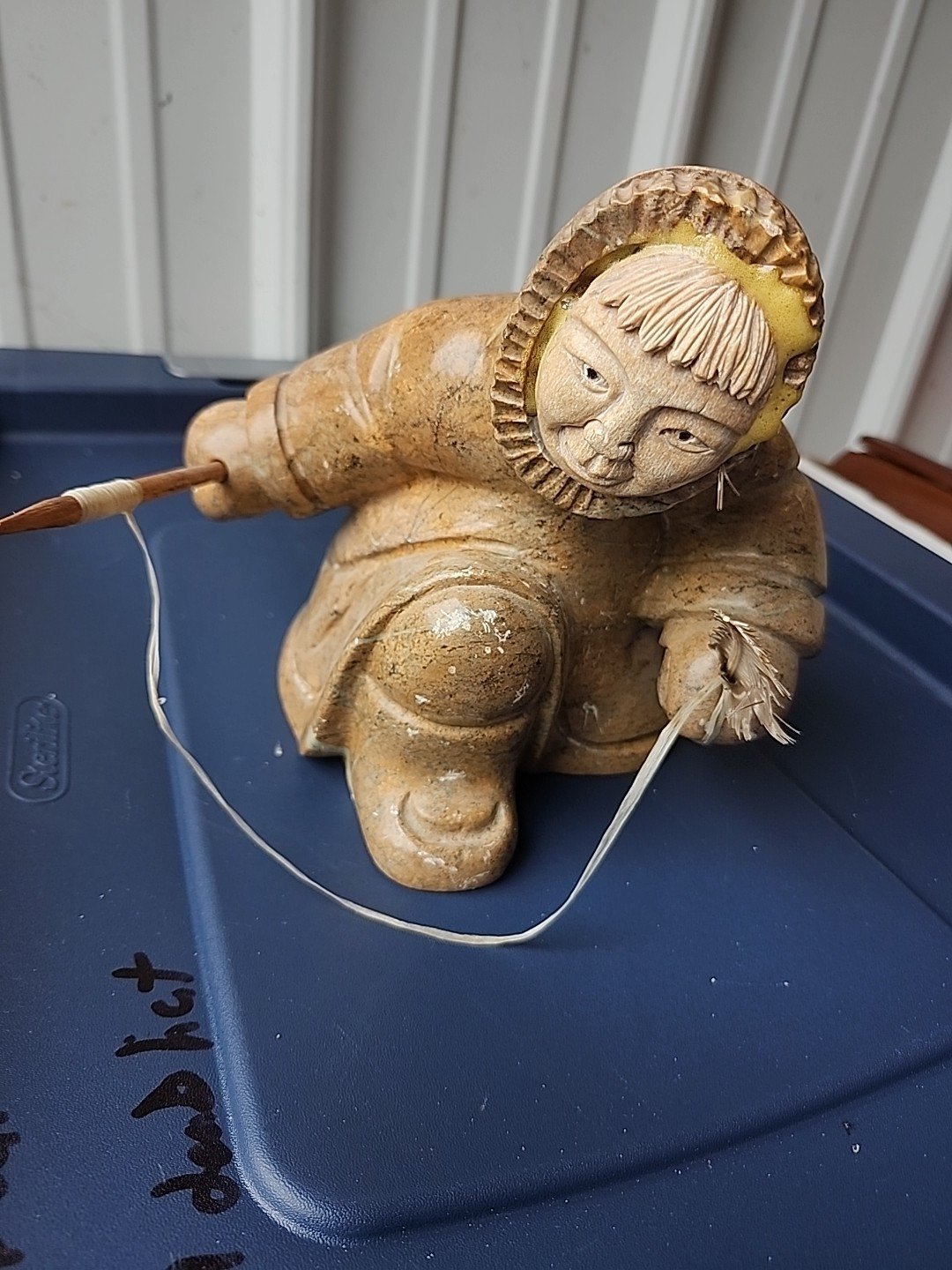 Inuit Soapstone Carving by Levi Tetpon - Hunter