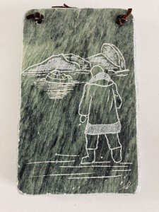 Dimu Signed Soapstone Eskimo Plaque Carving