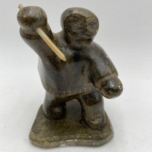 Inuit Hand Carved Soapstone Hunter Sculpture