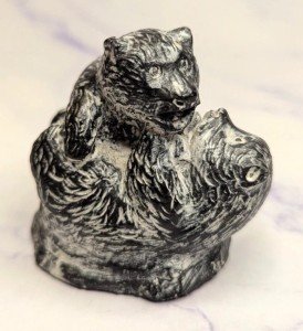 Carved Bear Cubs Playing Wolf Sculpture from Canada