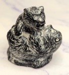 Carved Bear Cubs Playing Wolf Sculpture from Canada