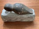 Signed "DIMU" Inuit Soapstone Woodpecker Carving