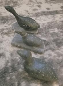 Signed Vintage Inuit Soapstone Bird Sculpture