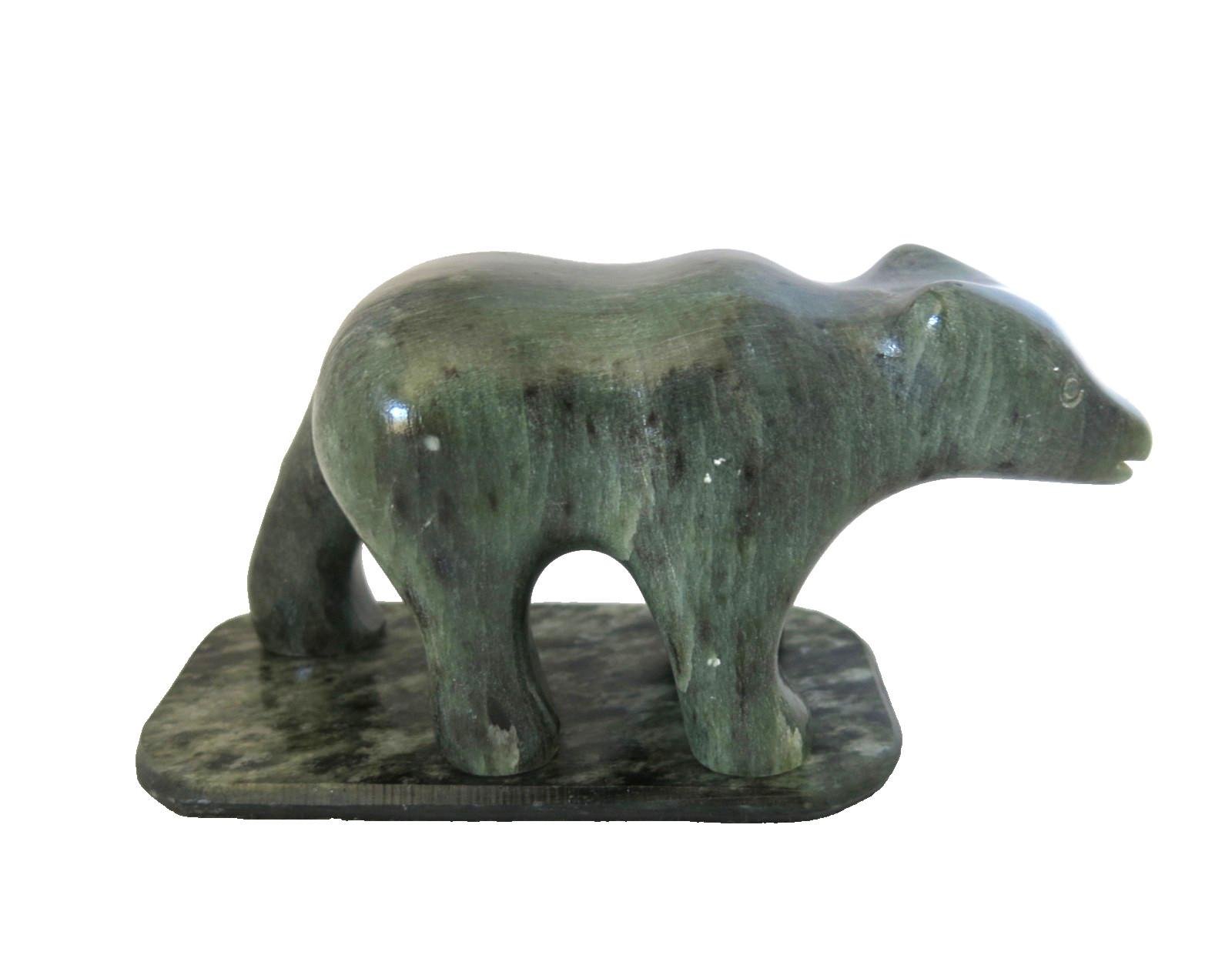 Signed Dimu Soapstone Inuit Bear Sculpture
