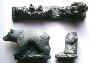 Vintage Hand-Carved Wolf Soapstone Figures from Canada