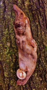 Spirit Wolf and Woman Soapstone Carving