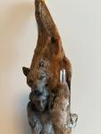 Spirit Wolf and Woman Soapstone Carving