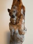 Spirit Wolf and Woman Soapstone Carving
