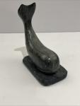 Large Signed Inuit Soapstone Whale Carving