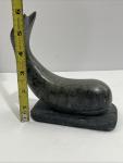 Large Signed Inuit Soapstone Whale Carving