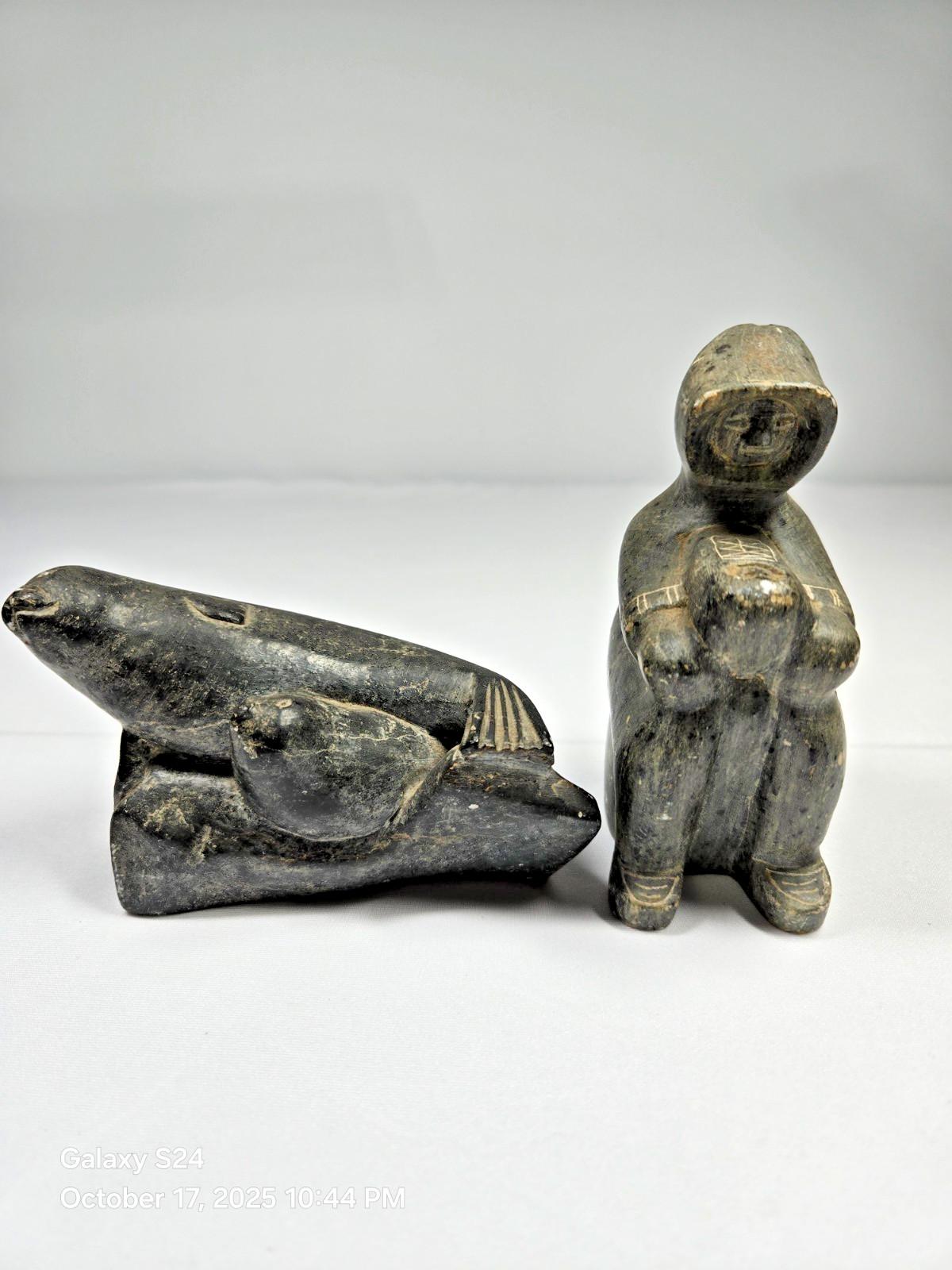 Eskimo Hunter Soapstone Carving by DIMU