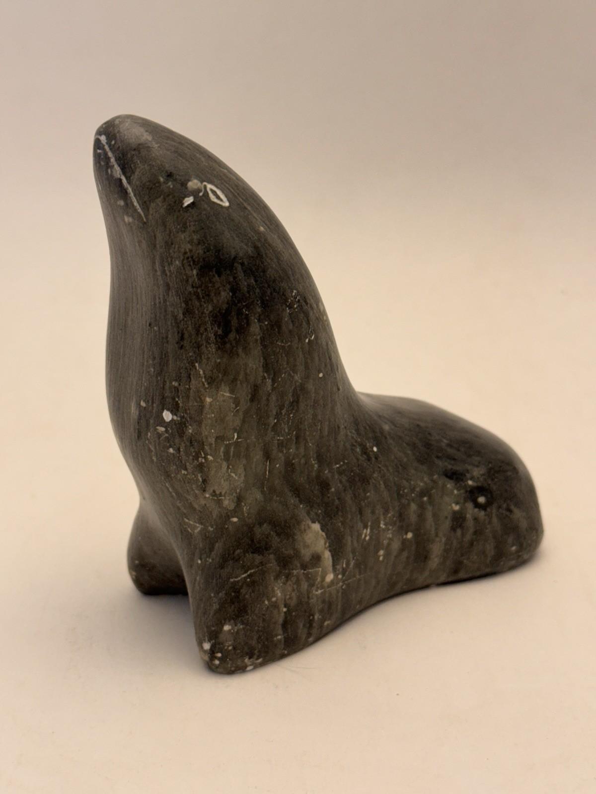 Inuit Soapstone Seal Sculpture by Dietrich Muckenheim