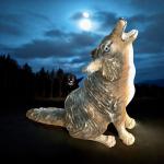 Howling Wolf Soapstone Carving with Glass Eyes