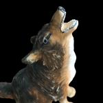 Howling Wolf Soapstone Carving with Glass Eyes