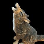 Howling Wolf Soapstone Carving with Glass Eyes