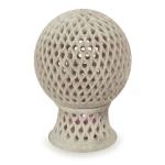 Beige Soapstone Candle Holder with Lattice Design
