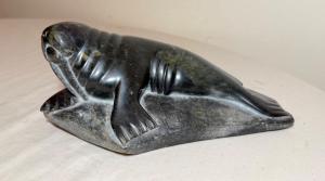 Vintage Large Soapstone Walrus Eskimo Sculpture