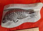 Old Inuit Signed Soapstone Seal Carving 9