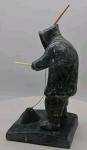 Inuit Fishing Soapstone Carving Figure - 8