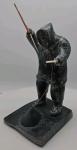 Inuit Fishing Soapstone Carving Figure - 8