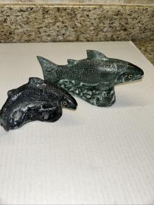 Jolin Carved Soapstone Salmon by Inuit Artist