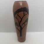 Hand-Carved Soapstone Vase with Tribal Design