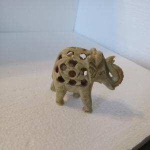 Elephant and Baby Soapstone Figurine Set