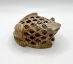 Hand Carved Soapstone Jali Frog Sculpture