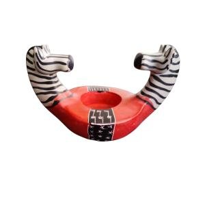 Kenya Zebra Soapstone Two-Head Candle Holder