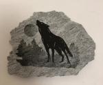 Inuit Soapstone Wolf Silhouette with Moon Design
