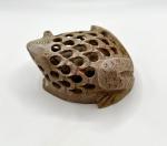 Hand Carved Soapstone Jali Frog Sculpture