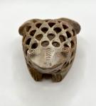 Hand Carved Soapstone Jali Frog Sculpture