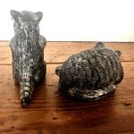 Vintage Soapstone Wolf Sculptures - Signed Canada