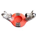 Kenya Zebra Soapstone Two-Head Candle Holder