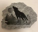 Inuit Soapstone Wolf Silhouette with Moon Design