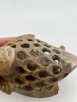 Hand Carved Soapstone Jali Frog Sculpture