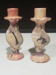 Pair of Hand Painted Soapstone Wildlife Candlesticks