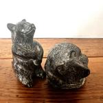 Vintage Soapstone Wolf Sculptures - Signed Canada