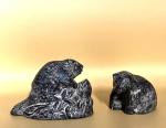 Hand Carved Soapstone Wolf and Beaver Figurines