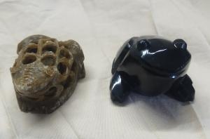 Set of 2 Soapstone Frog Carvings