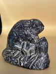 Hand Carved Soapstone Wolf and Beaver Figurines