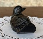 Hand Carved Black Soapstone Bird Sculpture - 2
