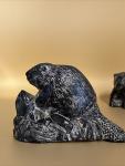 Hand Carved Soapstone Wolf and Beaver Figurines