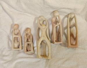 Soapstone Carved Thinker Family Statues from Kenya