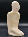 Kenyan Soapstone Carving of Kneeling Man, 8" Tall