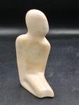 Kenyan Soapstone Carving of Kneeling Man, 8" Tall