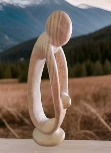 Mother and Child Soapstone Sculpture - Minimalist Art