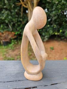 Parent and Child Soapstone Embrace Sculpture