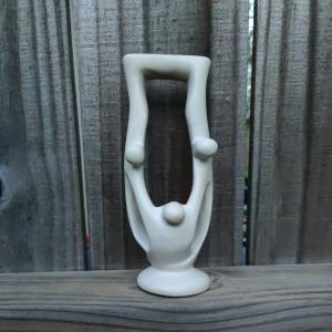Hand-Carved Soapstone Human Pyramid Sculpture - 8.5