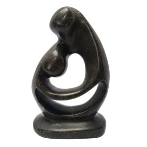 Mother and Child Soapstone Abstract Sculpture, 7" Tall